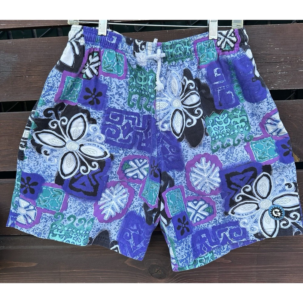 Vintage‎ Gotcha 80s Swim Trunks Board Shorts Baggies Hawaiian Surfer Grunge S/M